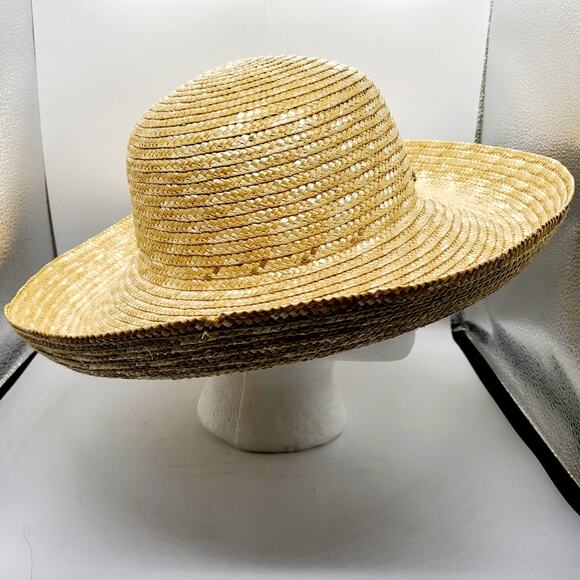 the Scala Collection Tan Woven Curved Brim Straw Sun Hat Women’s Size 57 CM - Picture 4 of 9